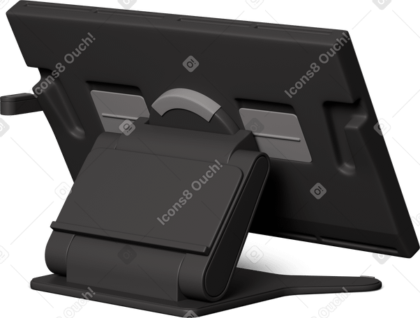 3D graphic tablet on stand back view PNG, SVG