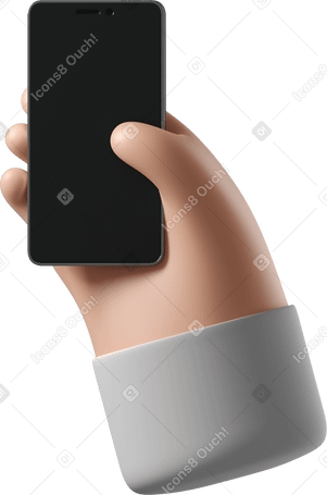 3D White skin hand with a phone PNG, SVG