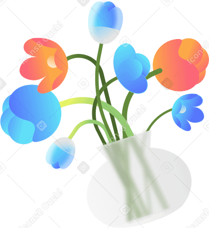 vase with flowers with frosted glass effect PNG, SVG