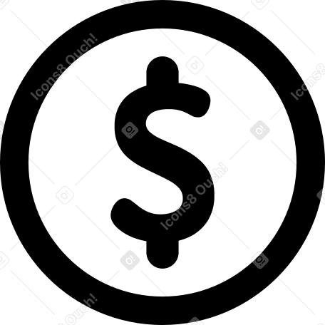 big coin with dollar Illustration in PNG, SVG