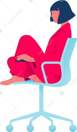 seated woman with a mouse on a chair PNG, SVG