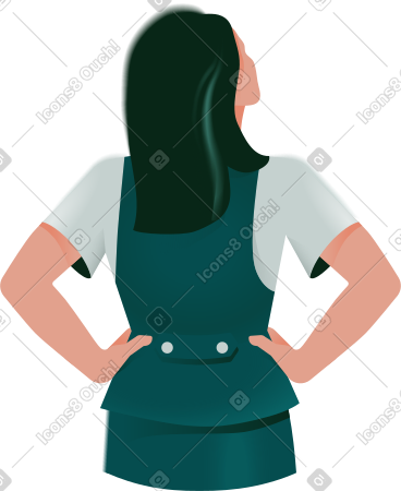 女人双手放在腰上的后视图 PNG, SVG