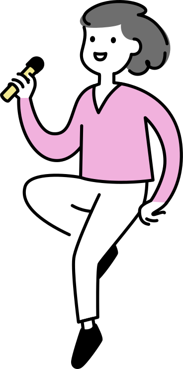 young woman talking into a microphone PNG, SVG