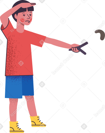 boy with slingshot Illustration in PNG, SVG