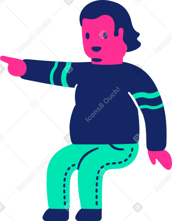 man fat sitting pointing Illustration in PNG, SVG