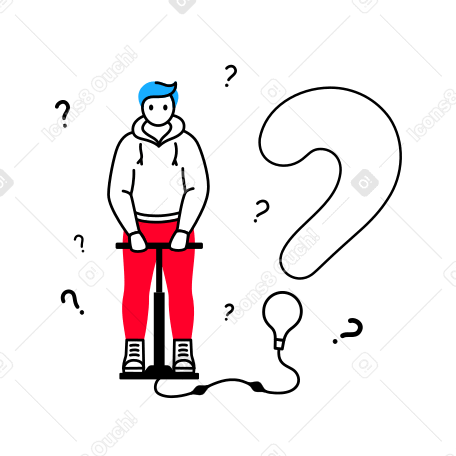 A man with a question hanging in the air Illustration in PNG, SVG
