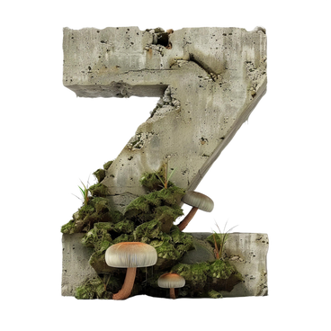 Concrete letter z with mushrooms PNG, SVG