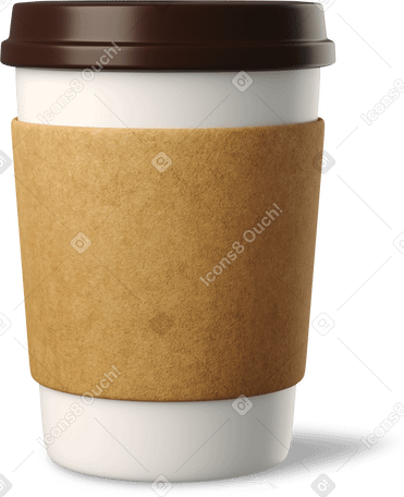3D paper coffee cup standing PNG, SVG