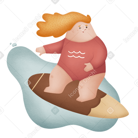 Surfing Illustration in PNG, SVG