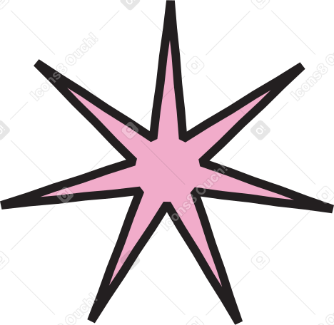 Розовая семиконечная звезда в PNG, SVG