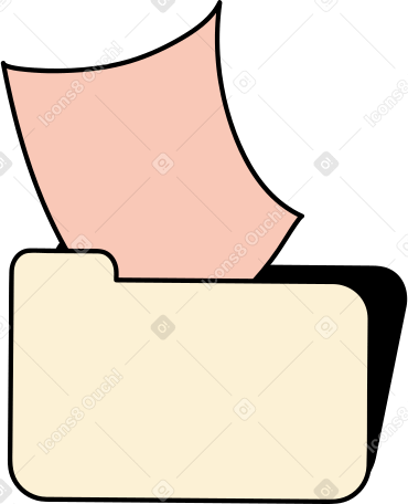 folder with pink paper sheet Illustration in PNG, SVG