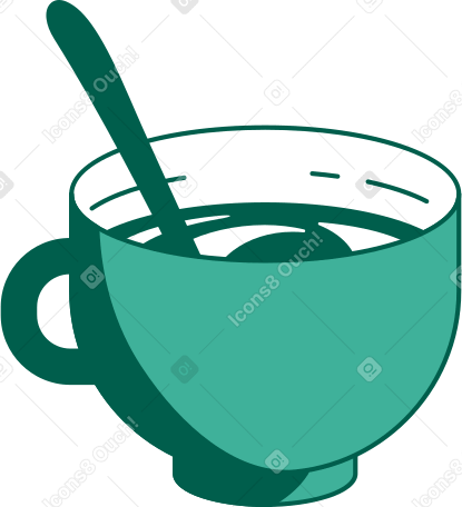 Piccola tazza di caffè con un cucchiaio PNG, SVG