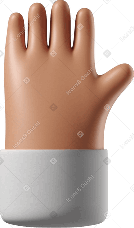 3D Mão de pele bronzeada levantada PNG, SVG