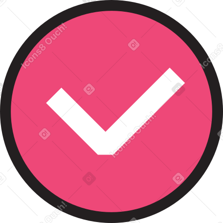 round icon with check mark Illustration in PNG, SVG