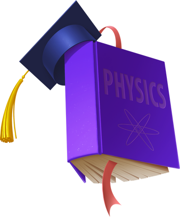 physics book with graduation cap PNG, SVG