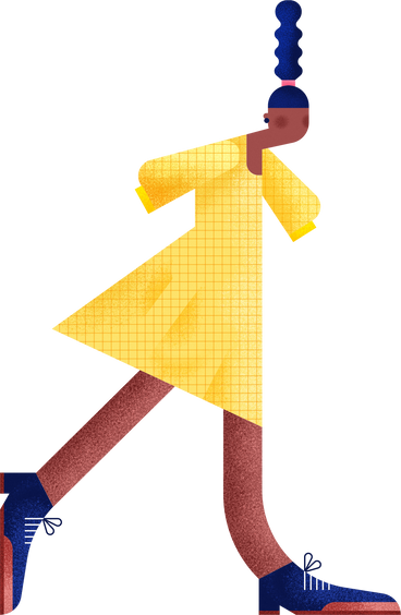 walking girl in a yellow dress PNG、SVG
