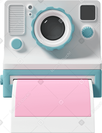 3D blue polaroid with photo PNG, SVG