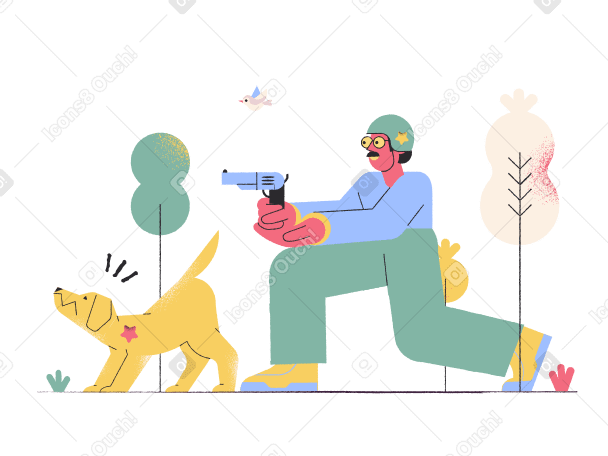 Soldier with gun and war dog PNG, SVG