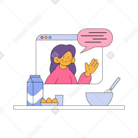 Online cooking lesson Illustration in PNG, SVG