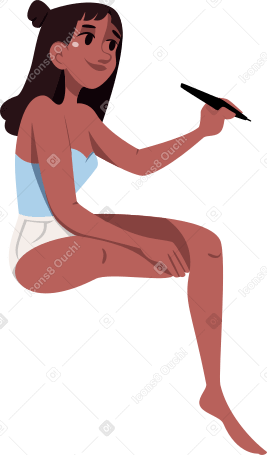 Девушка сидит, поджав ногу в PNG, SVG