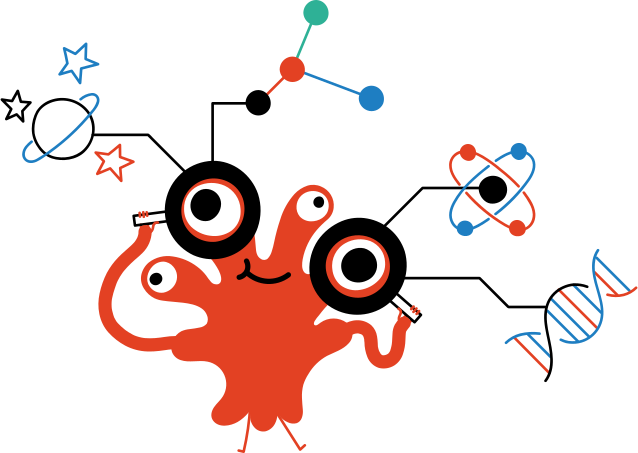 4つの目と周りの科学を持つキャラクター科学者 のpngとsvg
