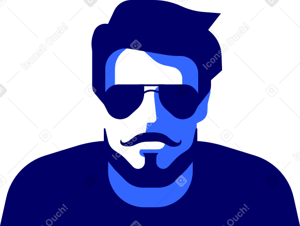 hipster man with dark glasses Illustration in PNG, SVG