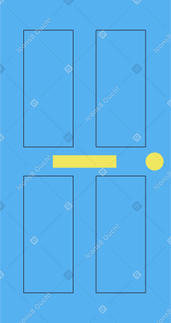 blue door with mail slot Illustration in PNG, SVG
