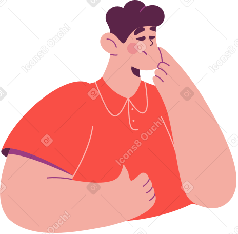 pensive man closed his eyes Illustration in PNG, SVG