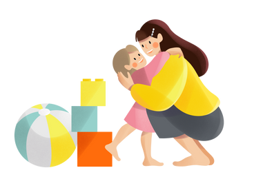 Mother and daughter with toys PNG, SVG