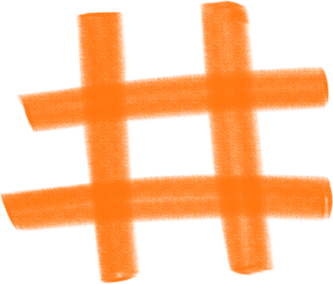 orange hashtag PNG, SVG