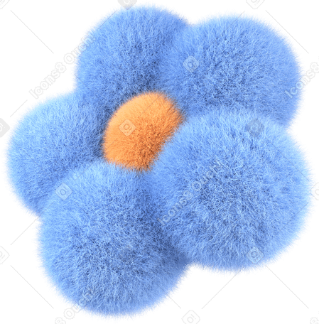 3D Цветущая маргаритка, пушистый цветок в PNG, SVG