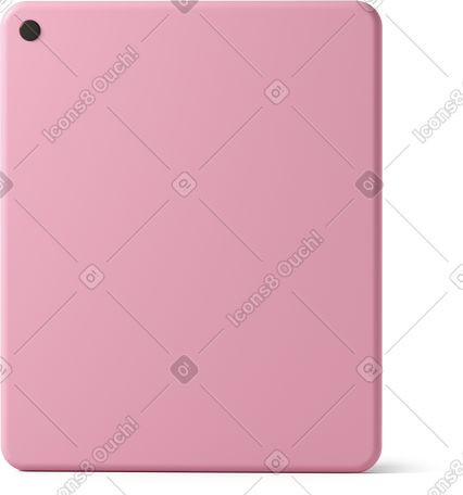 3D rear view of pink tablet PNG, SVG