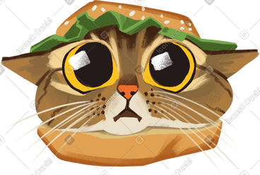 Cat in hamburger动态插图，格式有GIF、Lottie (JSON)、AE