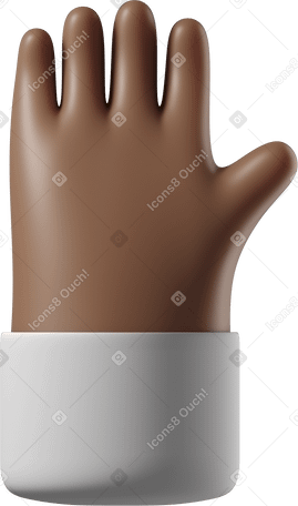 3D Raised dark brown skin hand Illustration in PNG, SVG