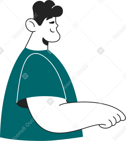man holding out his hand Illustration in PNG, SVG