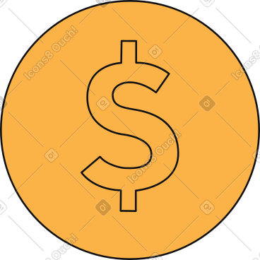 Big yellow money coin PNG, SVG