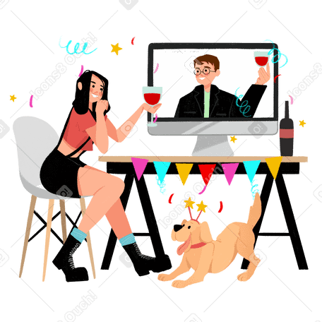 online party Illustration in PNG, SVG