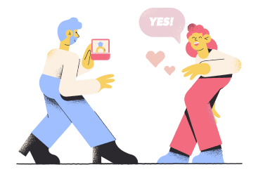 Woman saying yes to marriage proposal PNG, SVG