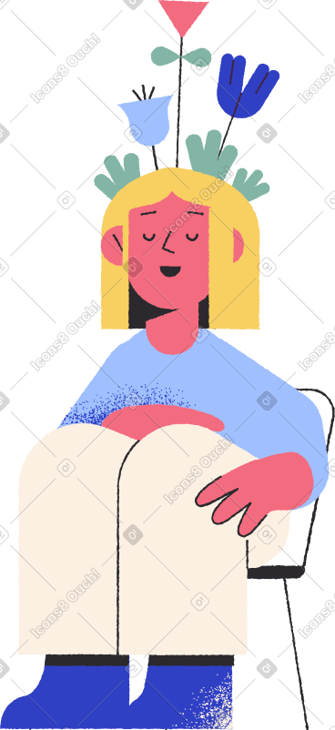 头开花的女孩 PNG, SVG