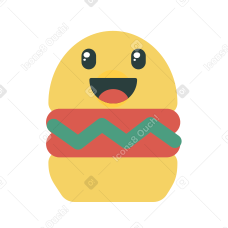 Счастливый бургер с улыбкой на лице в PNG, SVG