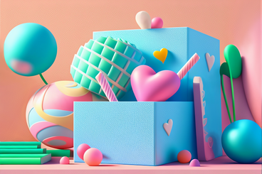Fundo de dia dos namorados 3d com caixa de presente e corações PNG, SVG