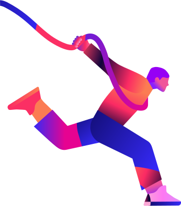Man crossing the finish line with the ribbon on his chest PNG, SVG
