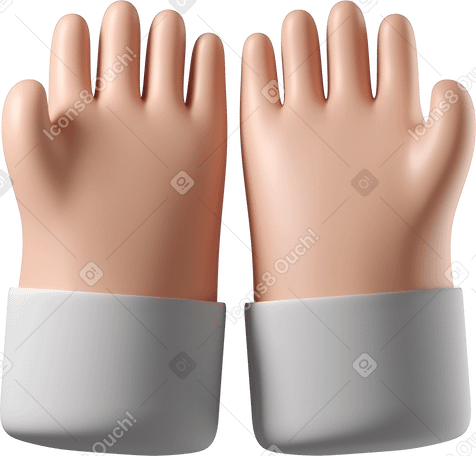 3D white skin cupped hands PNG, SVG