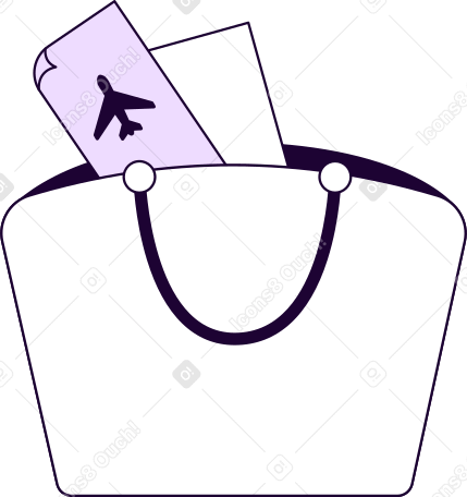 airline tickets in a handbag Illustration in PNG, SVG