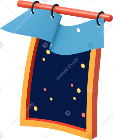 3D Open window at night Illustration in PNG, SVG