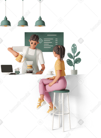 3D guest in coffee shop PNG, SVG