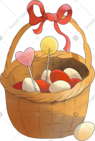 easter eggs in a basket PNG, SVG