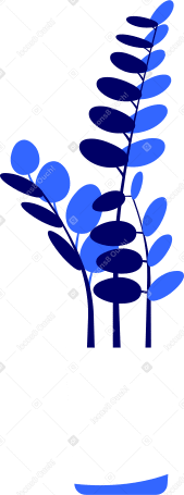 blue plants in white vase Illustration in PNG, SVG