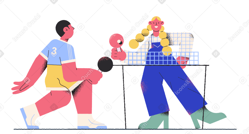 Playing ping-pong Illustration in PNG, SVG