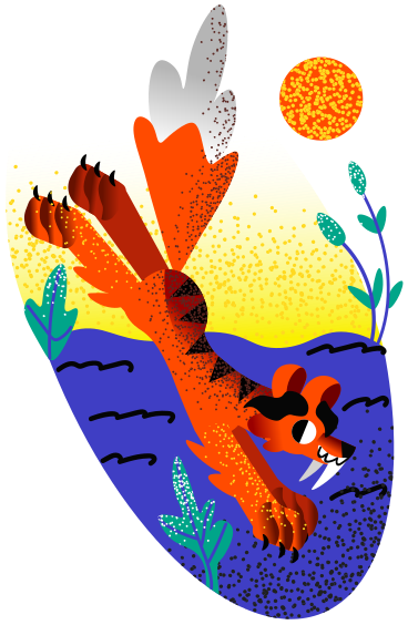 Tiger dives into the water PNG, SVG